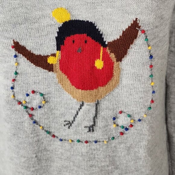 Talbots Fairisle Holiday Bird 30% Wool Knit Crewneck Sweater - Picture 2 of 6